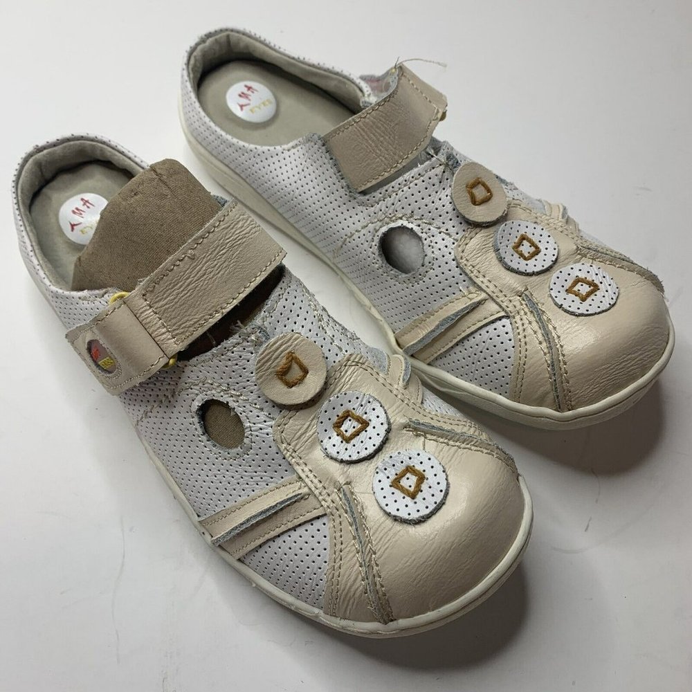 TMA Eyes White Fashion Slip On Mules Shoes